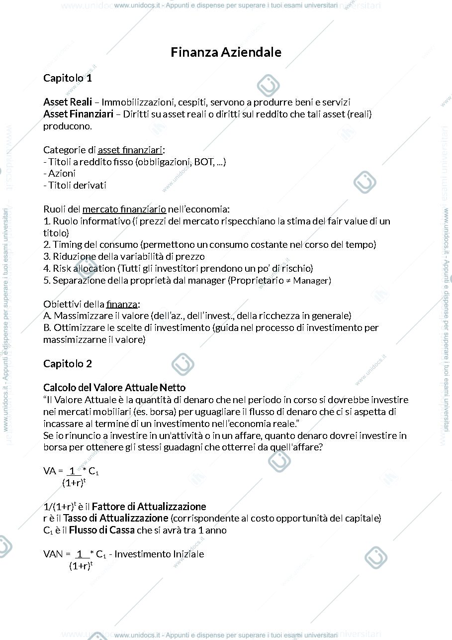 Anteprima pagina 1 — Finanza Aziendale