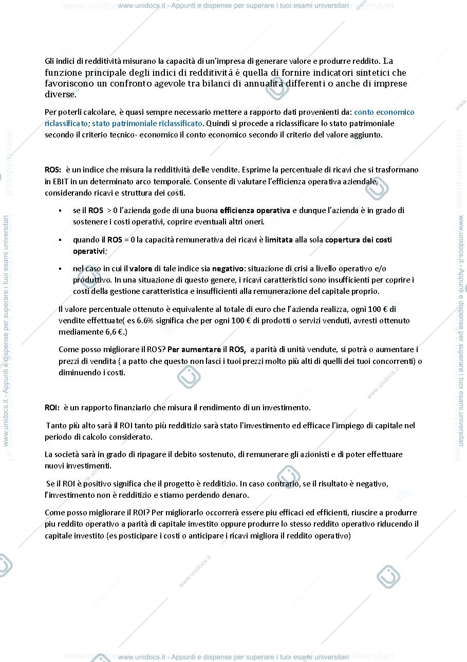 Anteprima pagina 1 — Indici di redditività