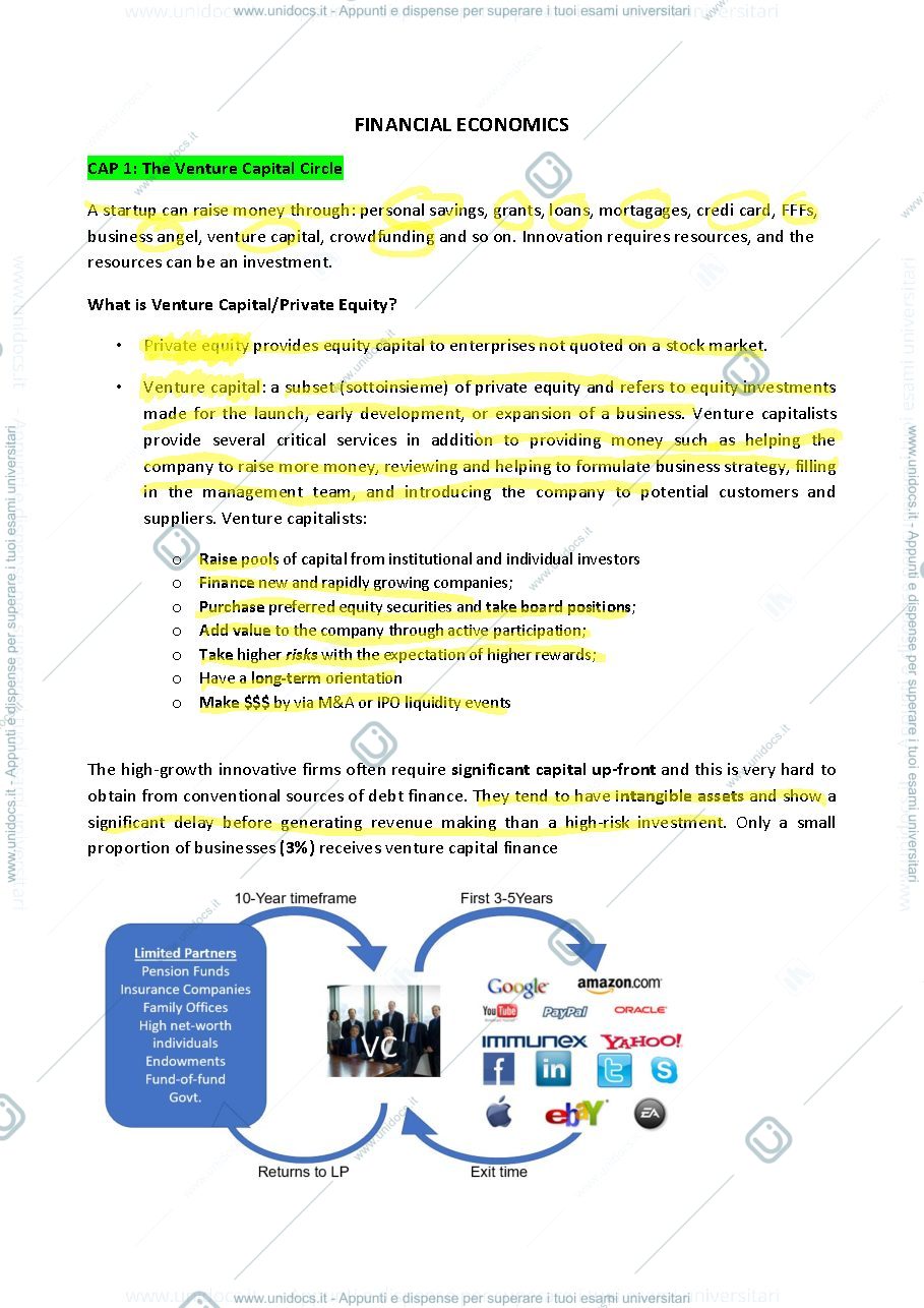 Anteprima pagina 1 — Appunti Financial Economic