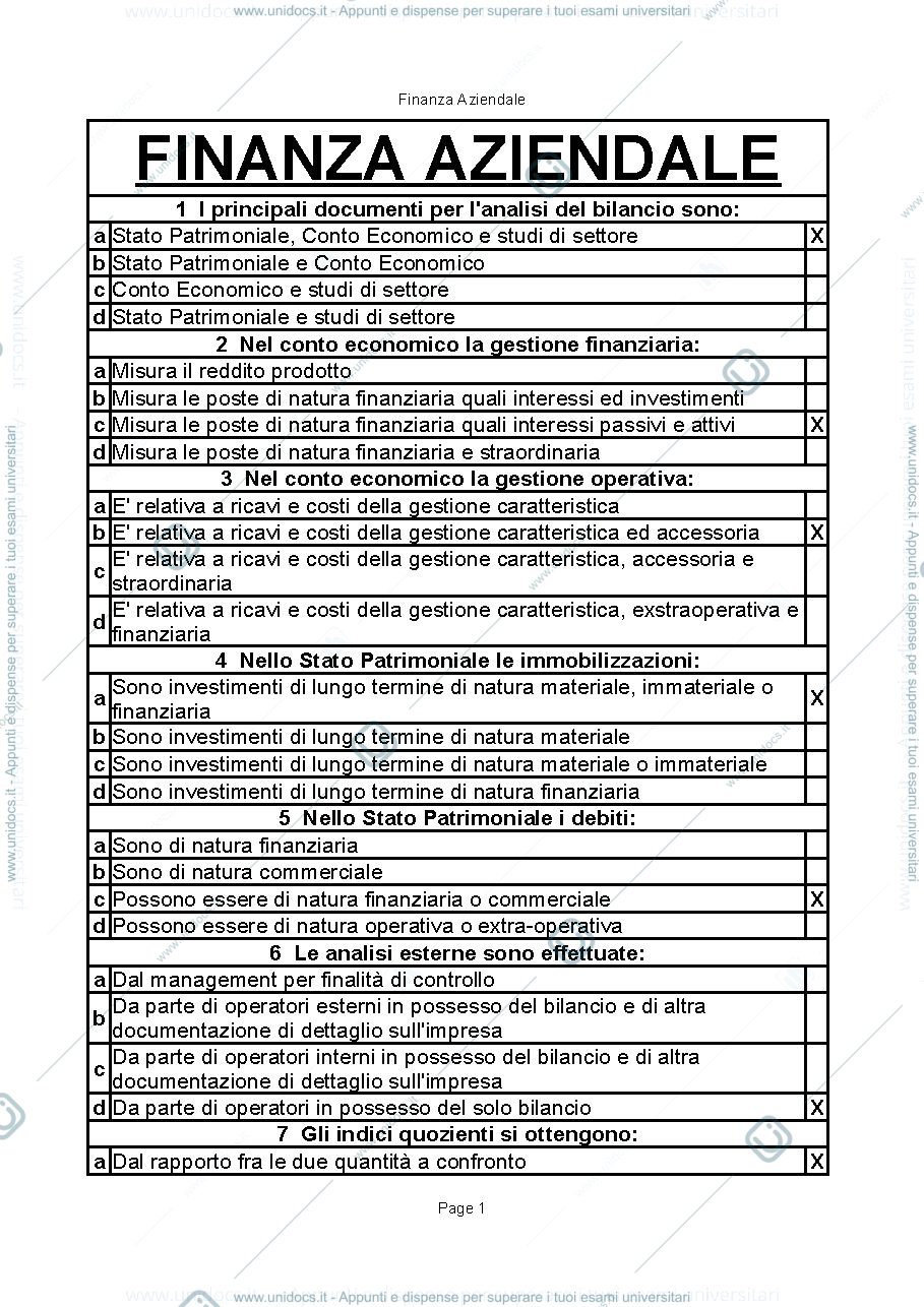 Anteprima pagina 1 — Finanza aziendale appunti per esame 