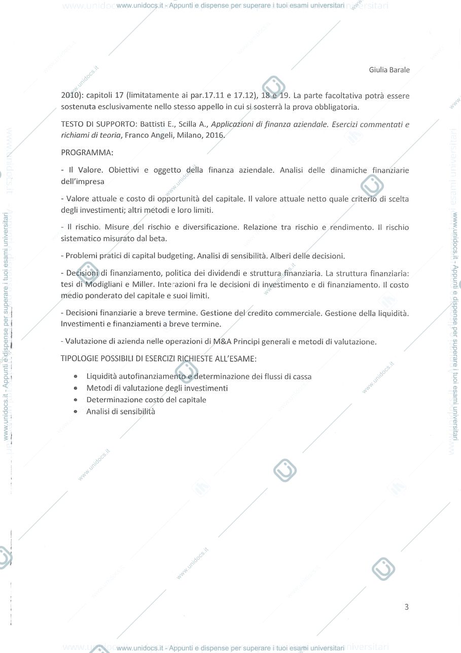 Anteprima pagina 3 — Appunti Finanza Aziendale