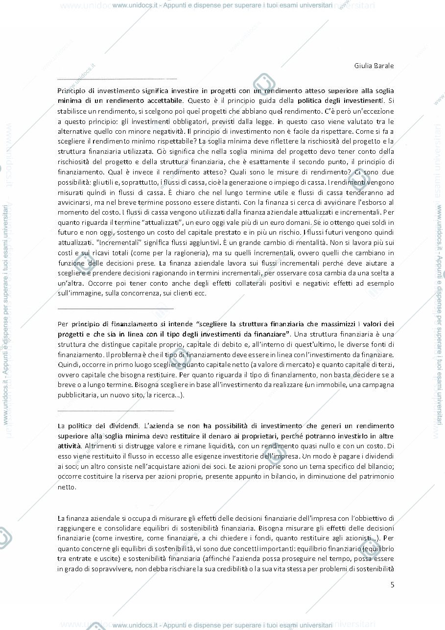 Anteprima pagina 5 — Appunti Finanza Aziendale