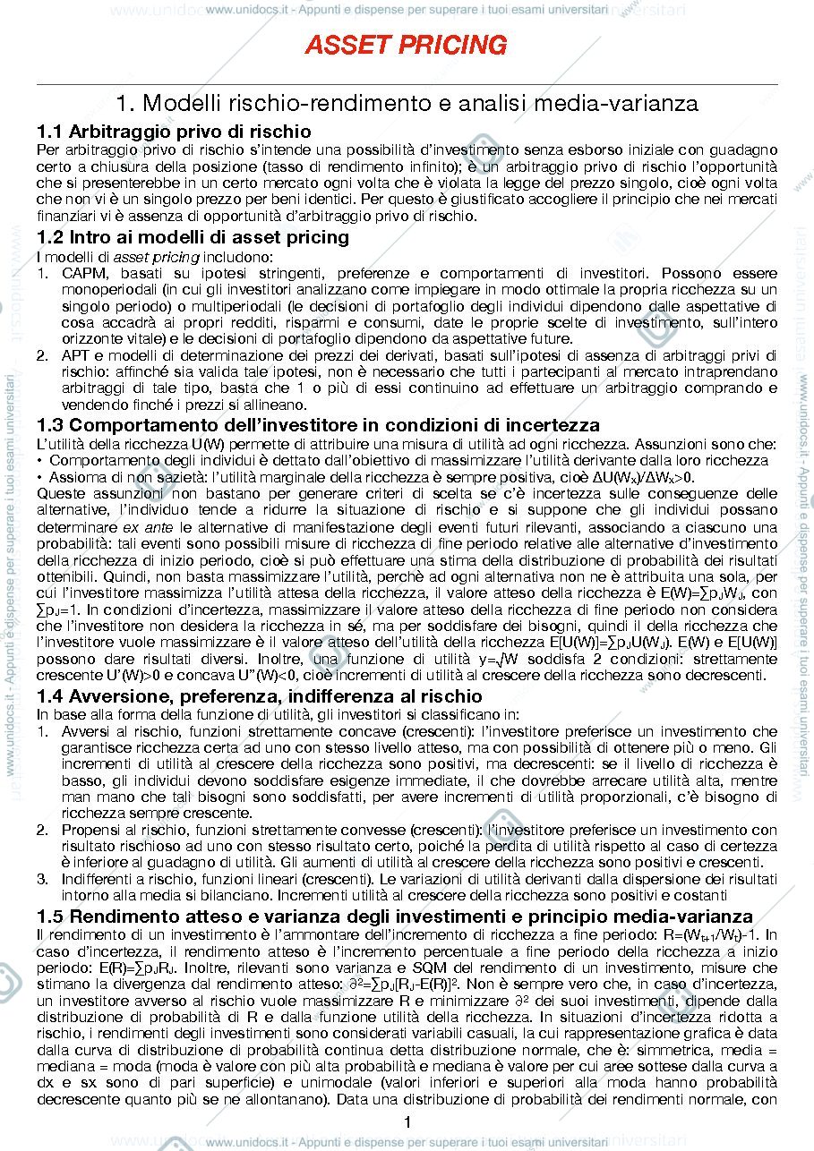 Anteprima pagina 1 — Sobobine lezioni Finanza Aziendale