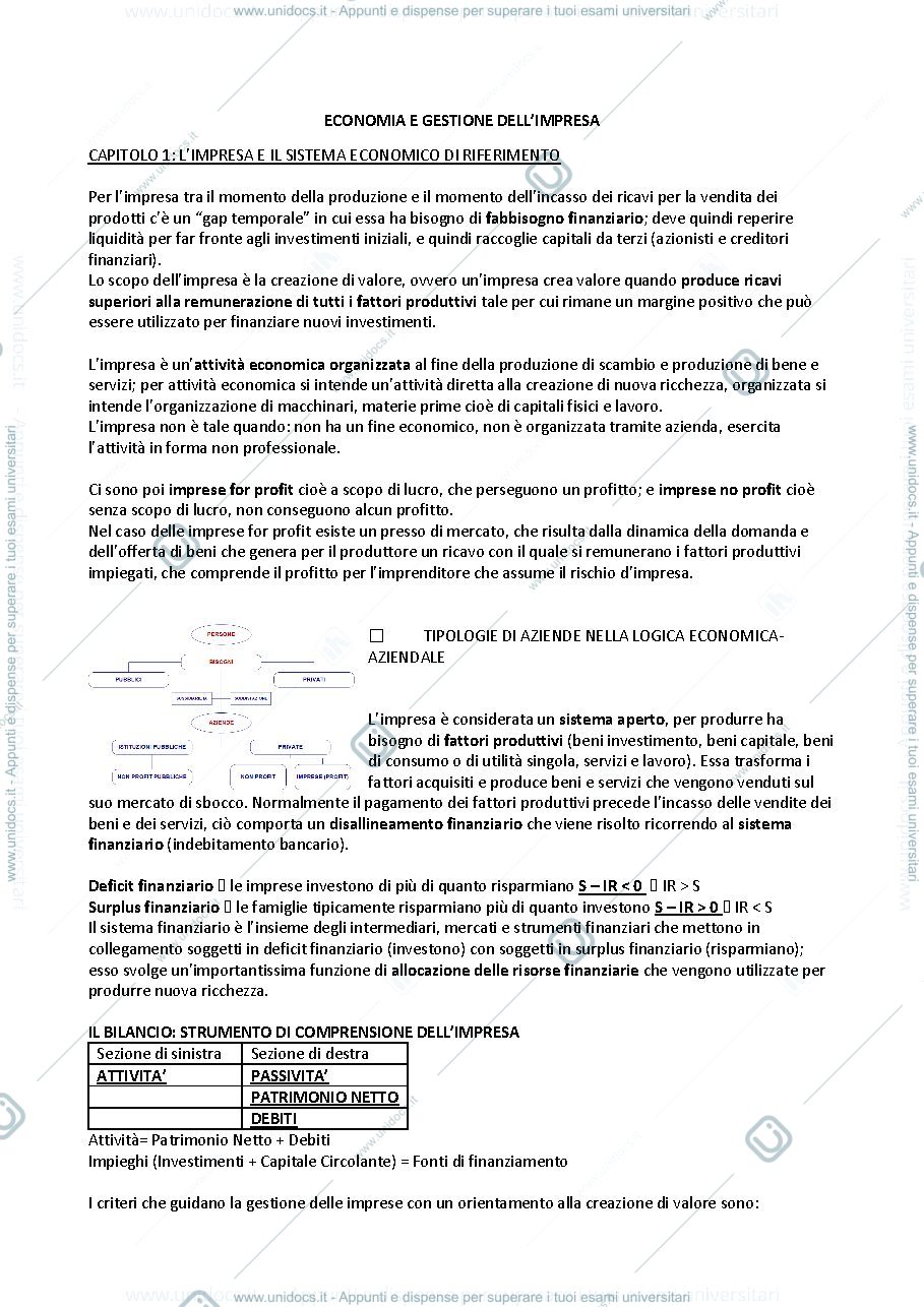 Anteprima pagina 1 — appunti finanza d'impresa