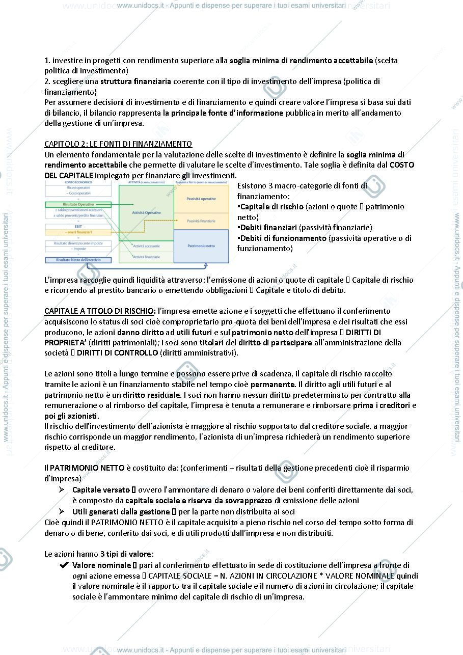 Anteprima pagina 2 — appunti finanza d'impresa