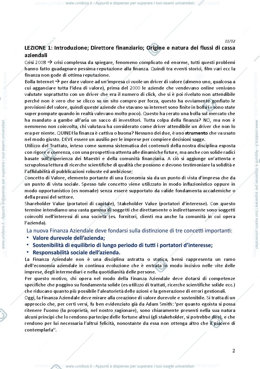 Anteprima pagina 2 — appunti prima parte finanza 1 (aziendale)