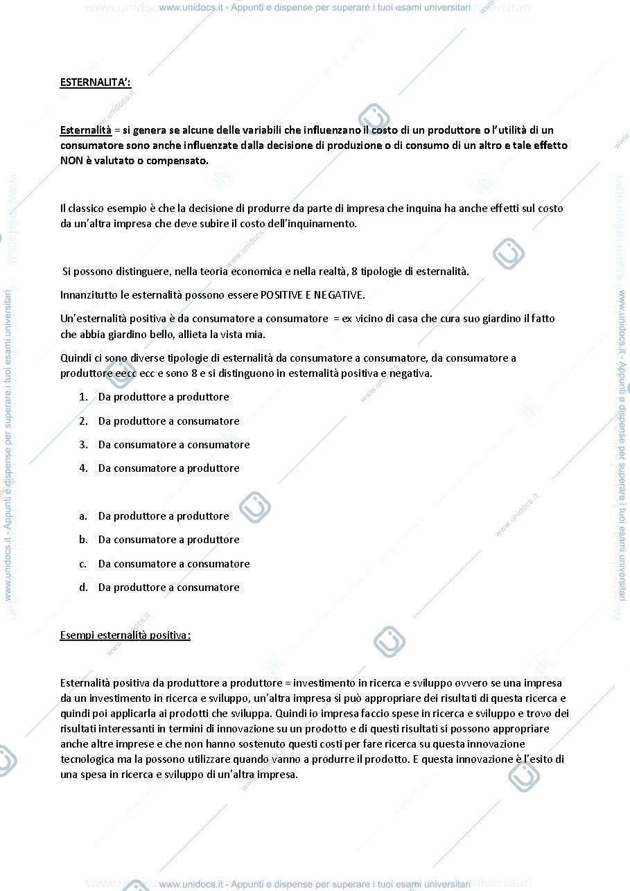 Anteprima pagina 1 — Esternalità - concetto esternalità
