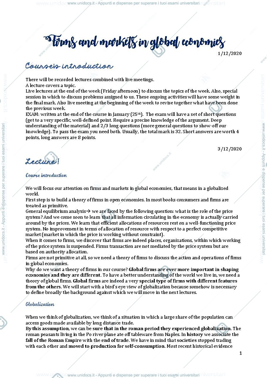 Anteprima pagina 1 — Firms and Markets in Global Economies 