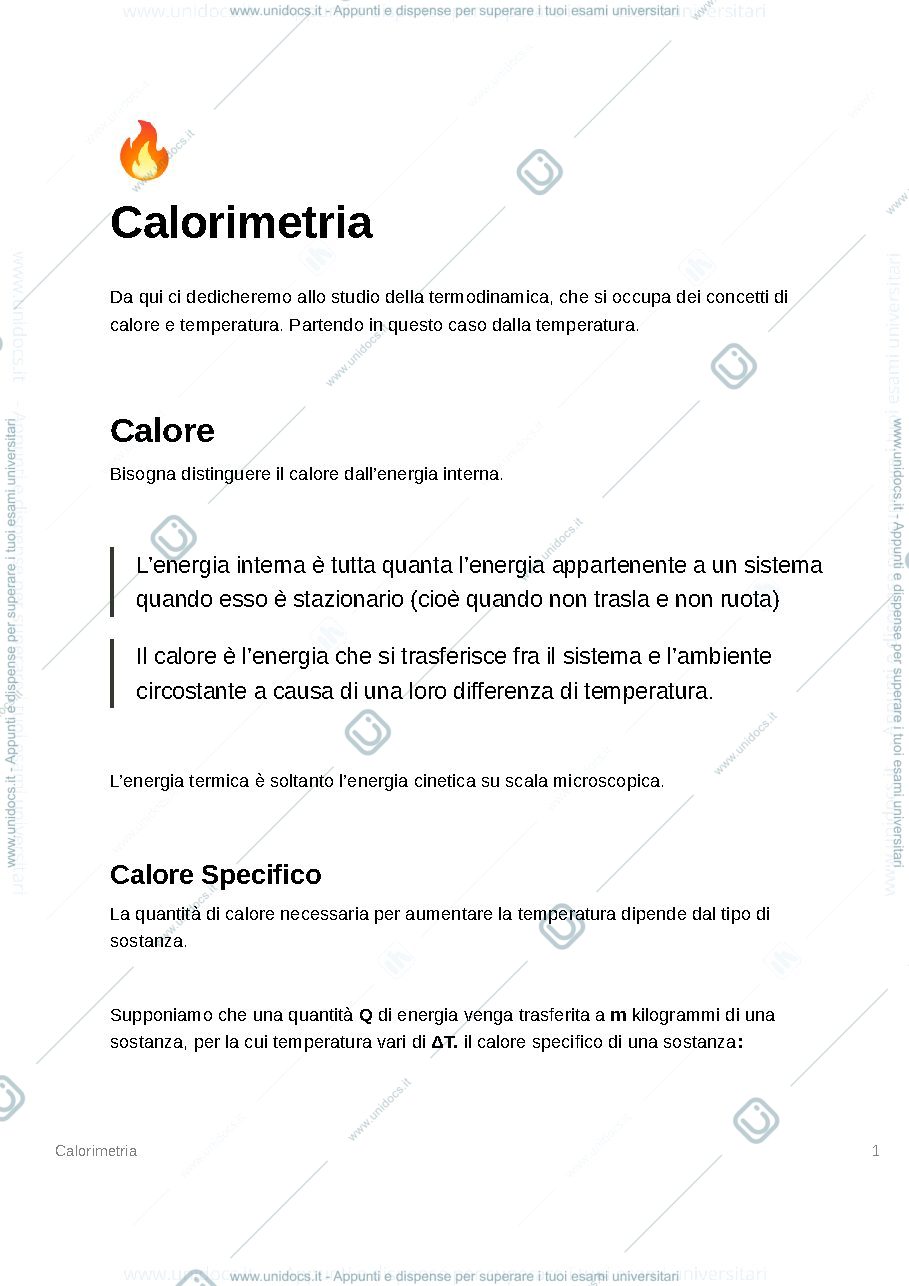 Anteprima pagina 1 — Calorimetria