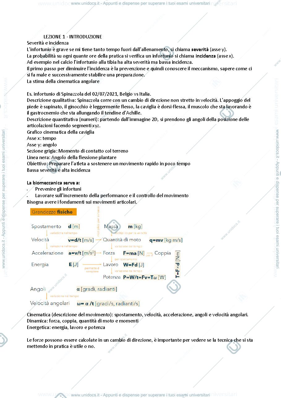 Anteprima pagina 1 — BIOMECCANICA - SCIENZE MOTORIE 2022