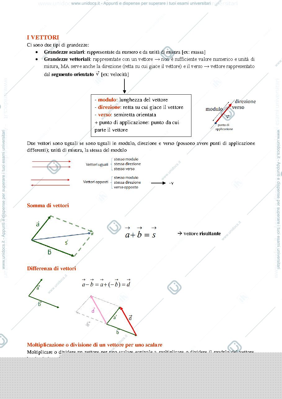 Anteprima pagina 2 — Grandezze fisiche, vettori, cenni di meccanica