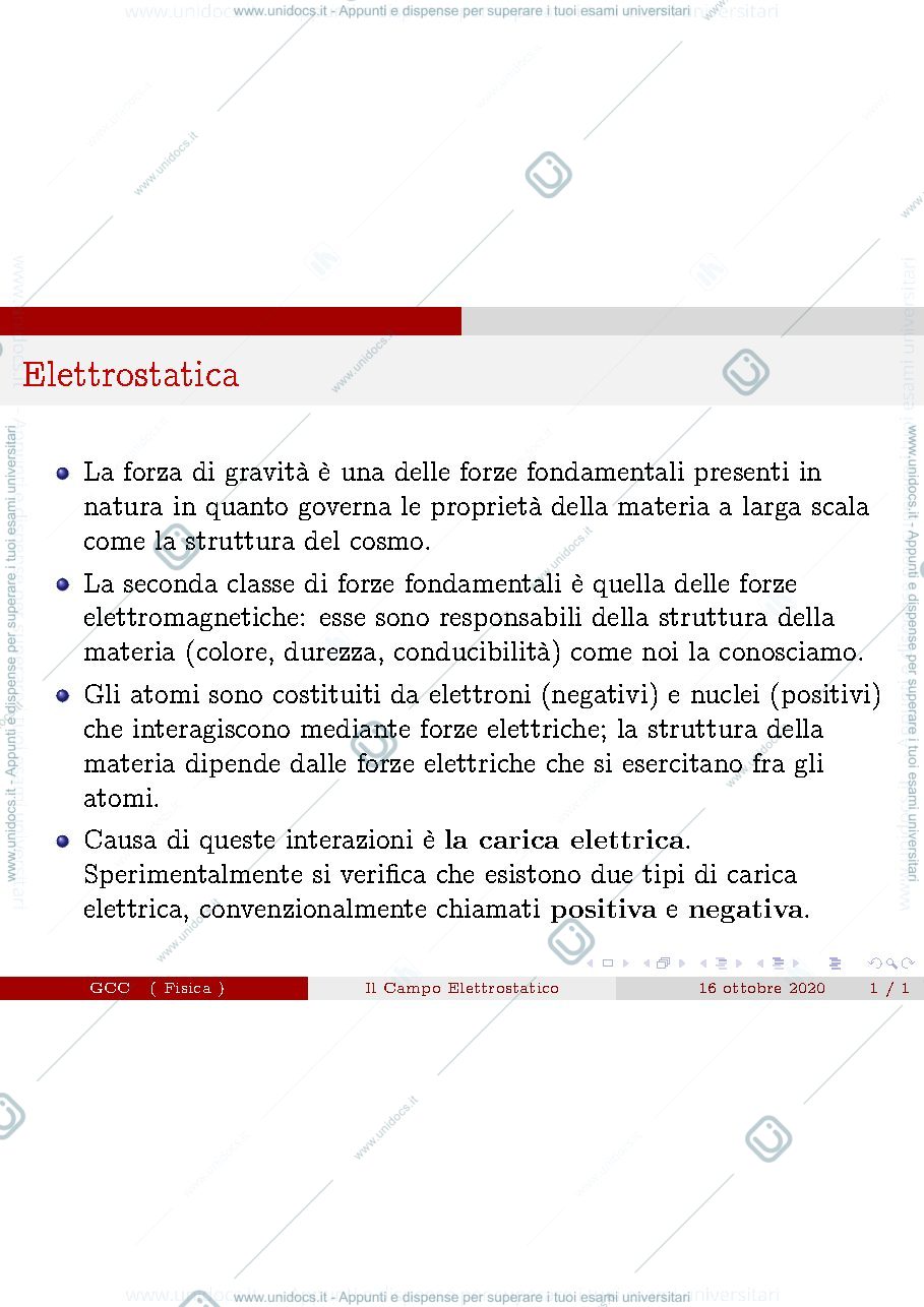 Anteprima pagina 1 — Elettrostatica 