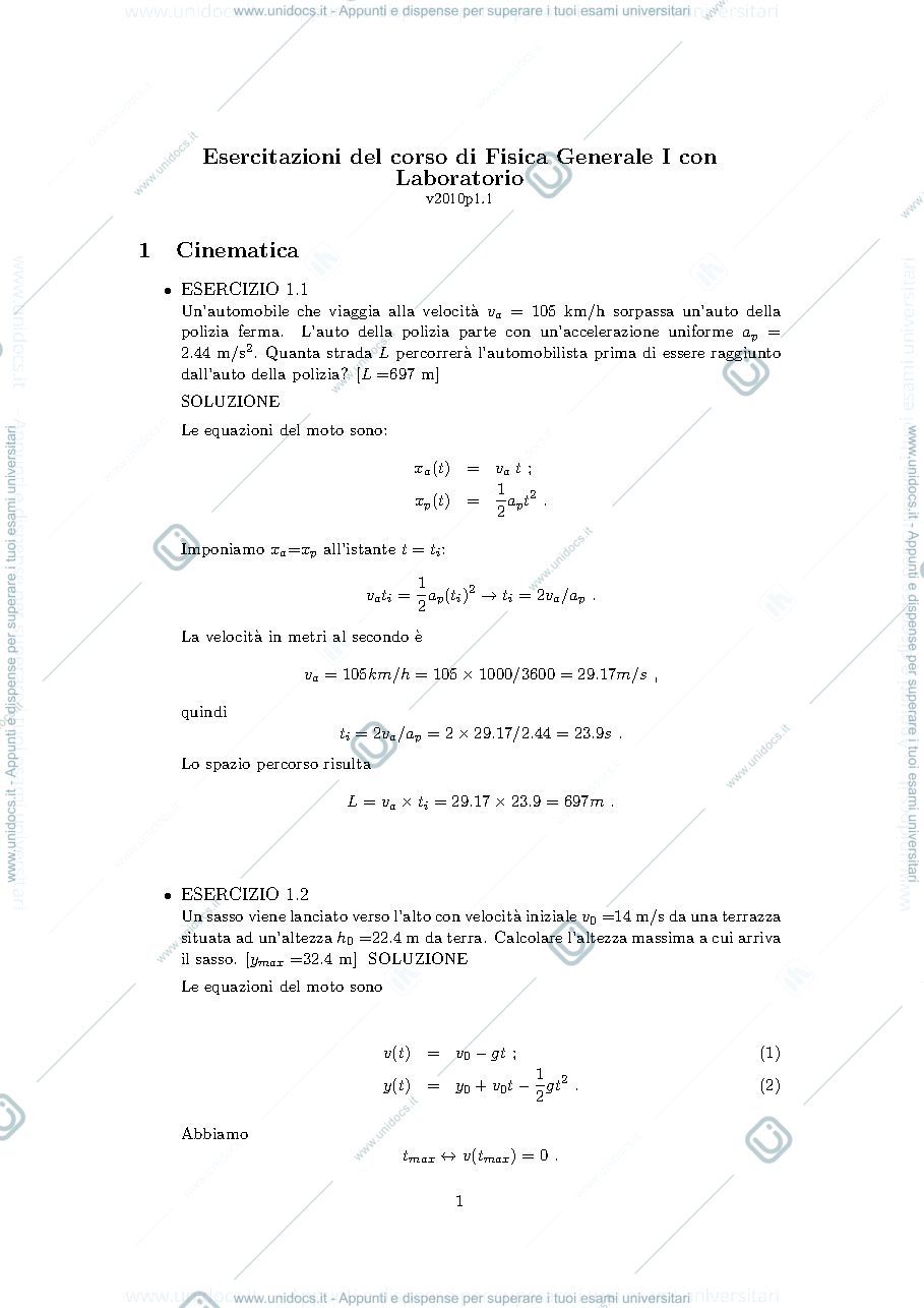 Anteprima pagina 1 — Esercizi 