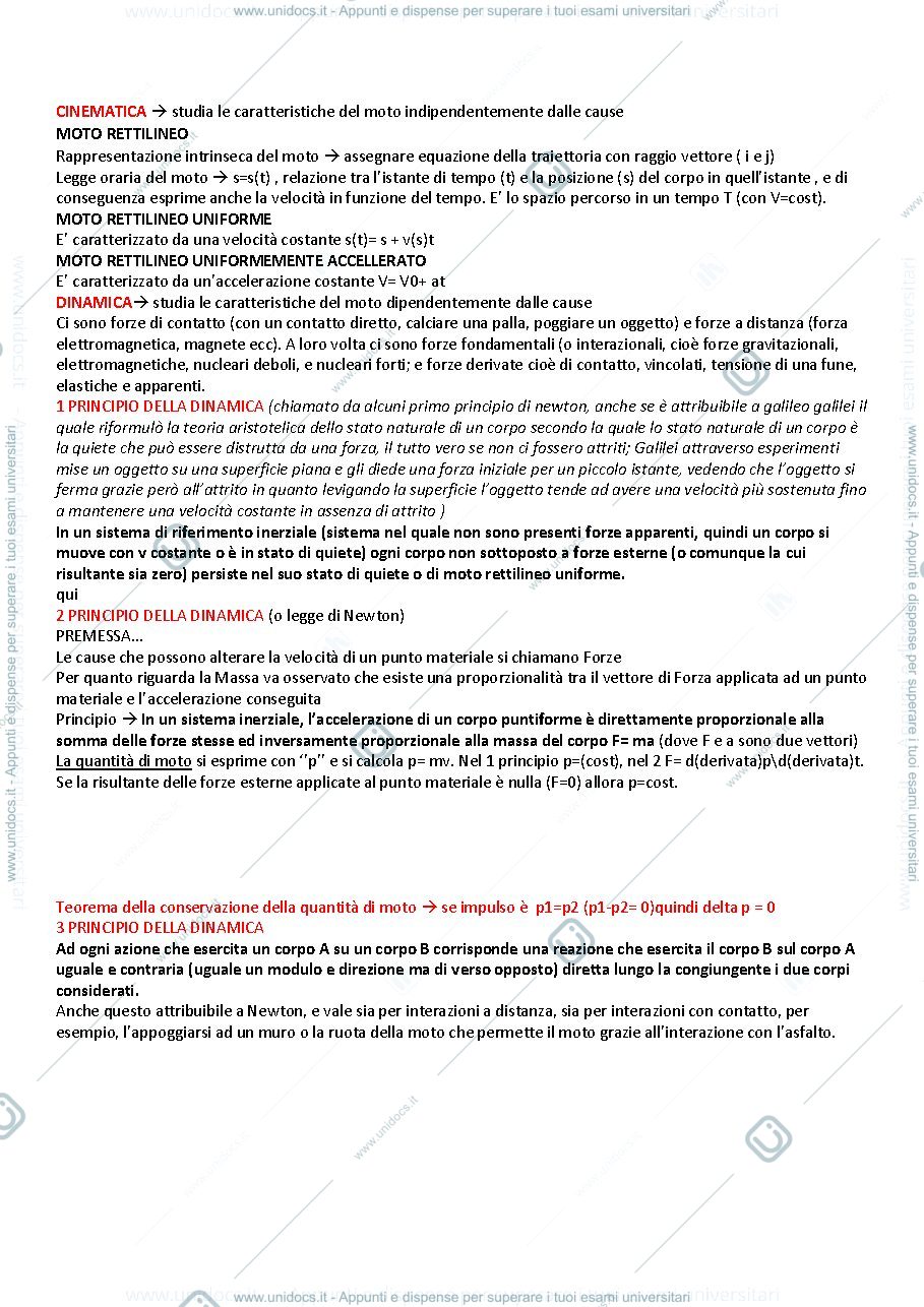 Anteprima pagina 1 — riassunto generale fisica