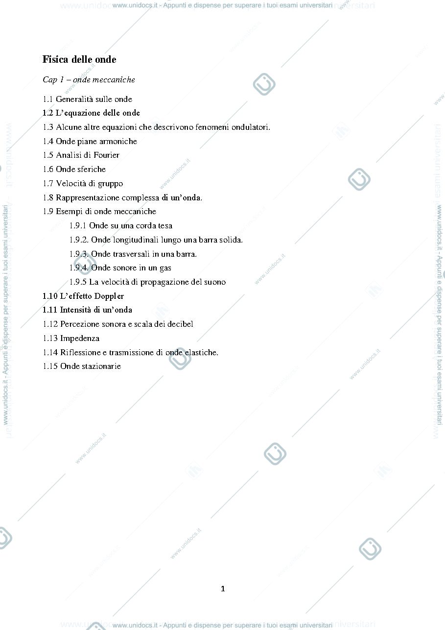 Anteprima pagina 1 — Dispense fisica delle onde
