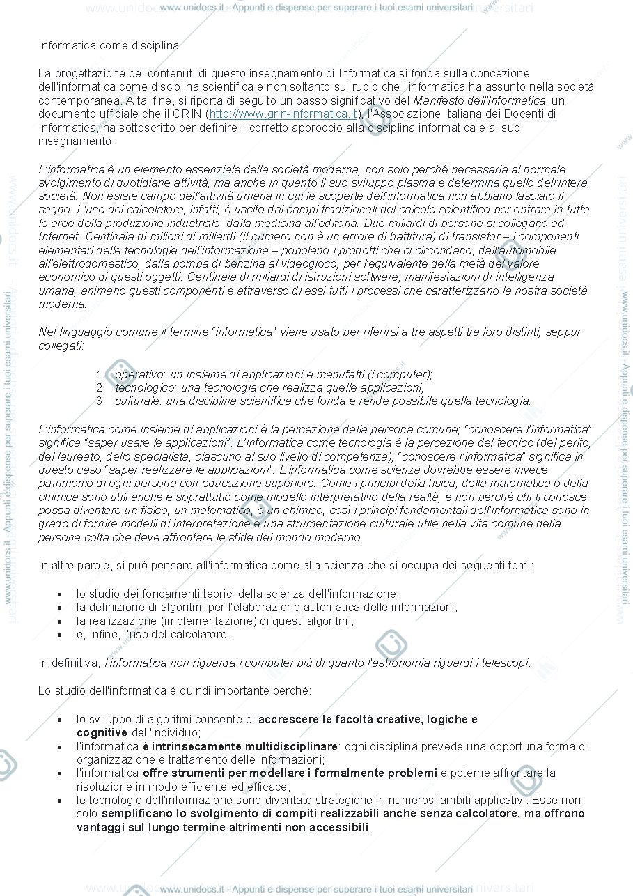 Anteprima pagina 1 — appunti informatica