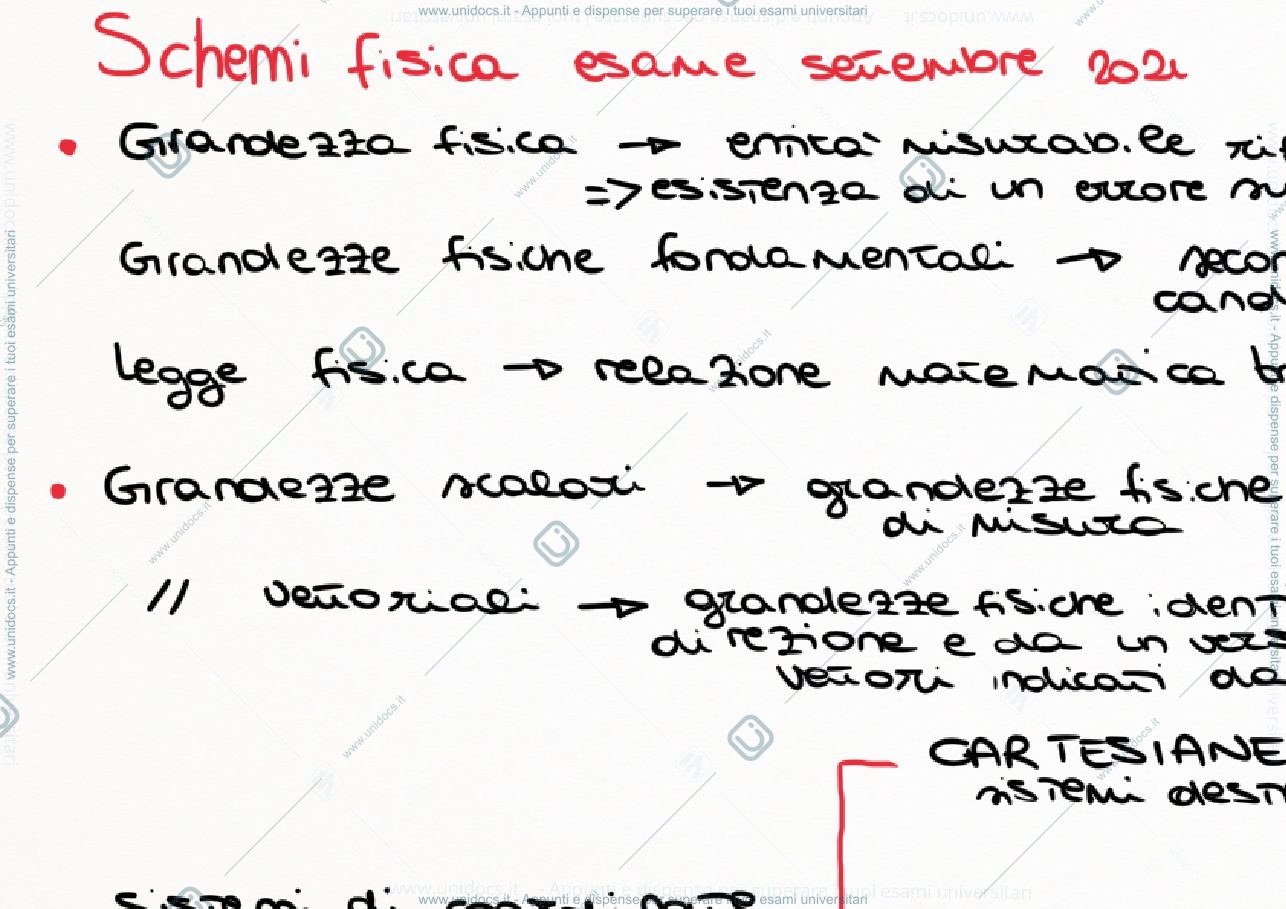 Anteprima pagina 1 — Schemi riassuntivi Fisica 1