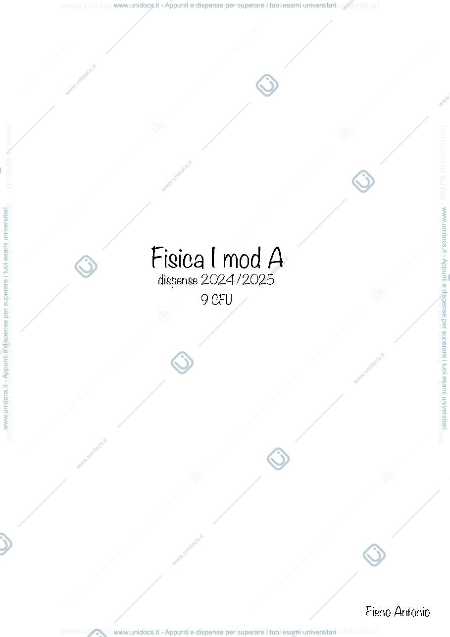 Anteprima pagina 1 — Fisica Generale I mod A