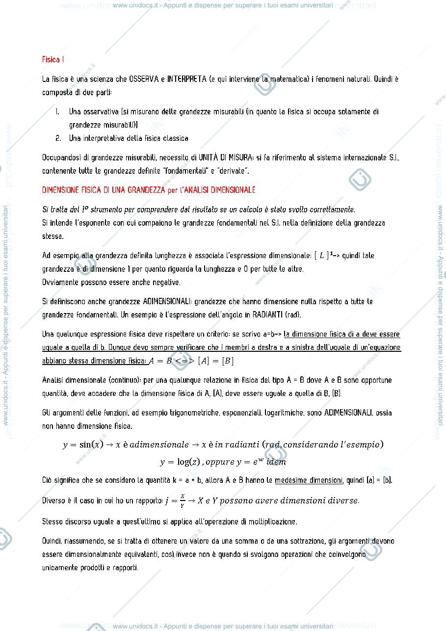 Anteprima pagina 1 — Lezioni di Fisica Generale I 