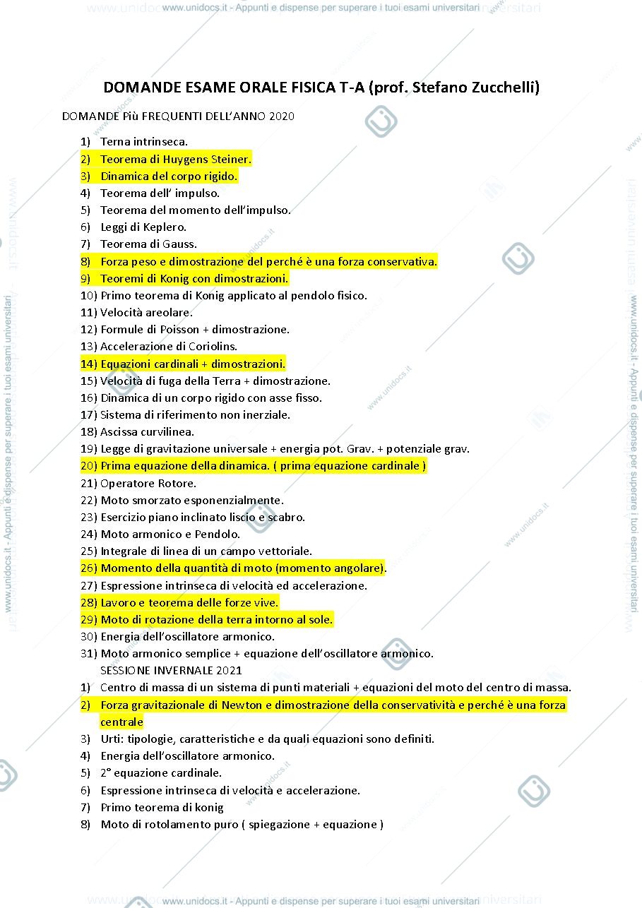 Anteprima pagina 1 — Domande orale TA