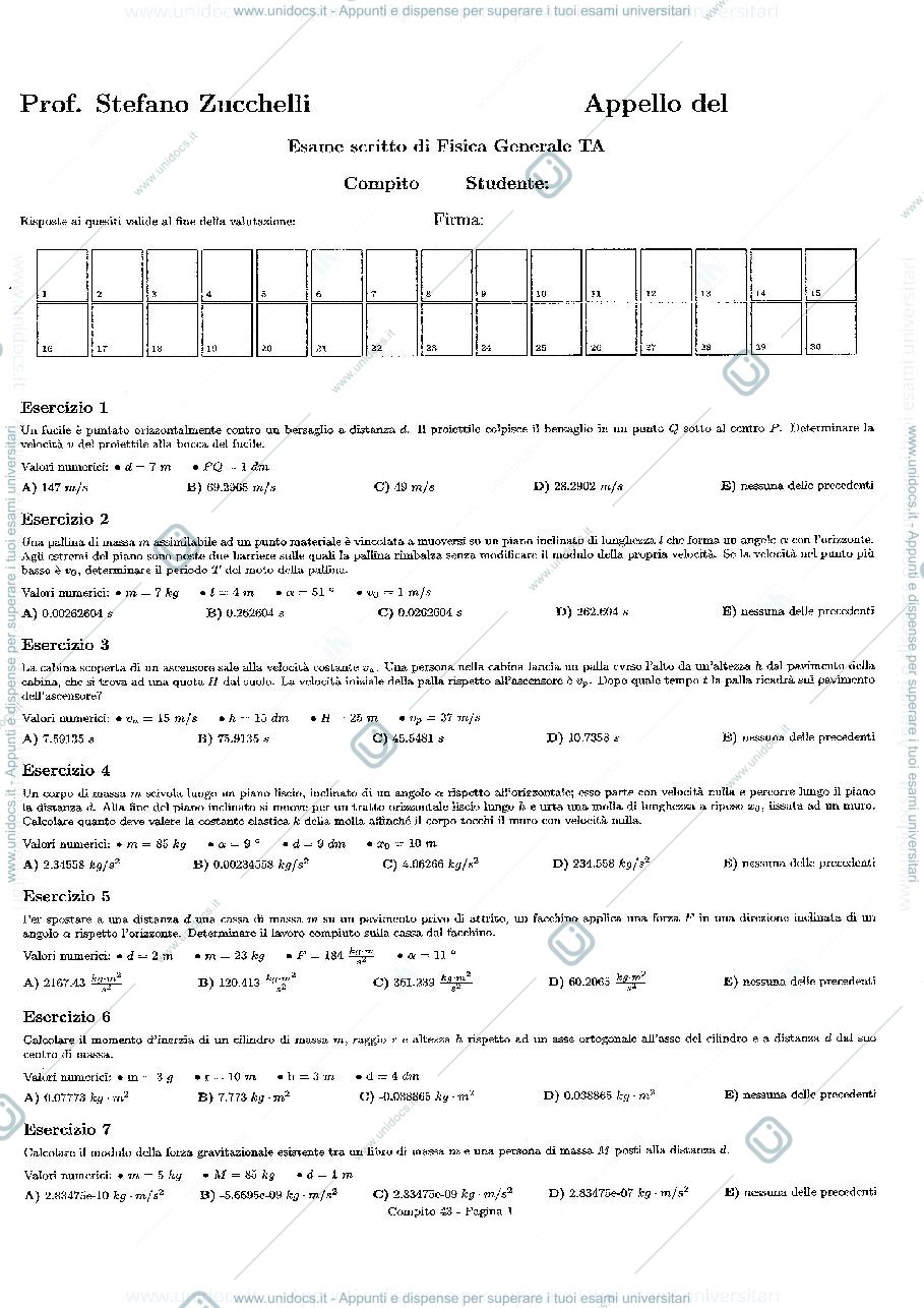 Anteprima pagina 1 — Fac simile compito TA