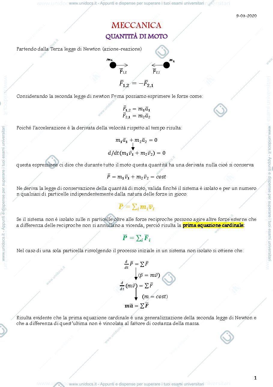 Anteprima pagina 1 — Trascrizioni lezione online Fisica generale