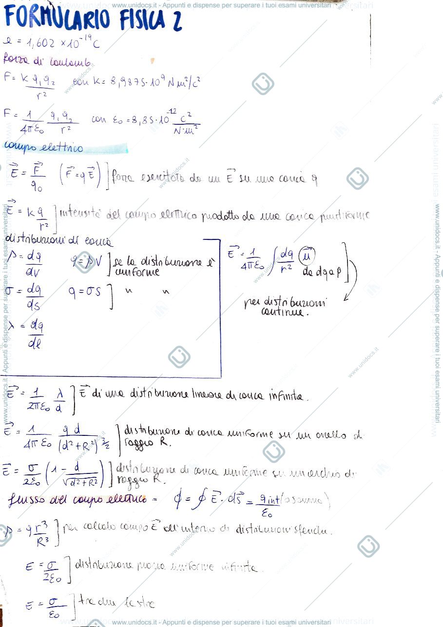 Anteprima pagina 1 — formulario Fisica 2