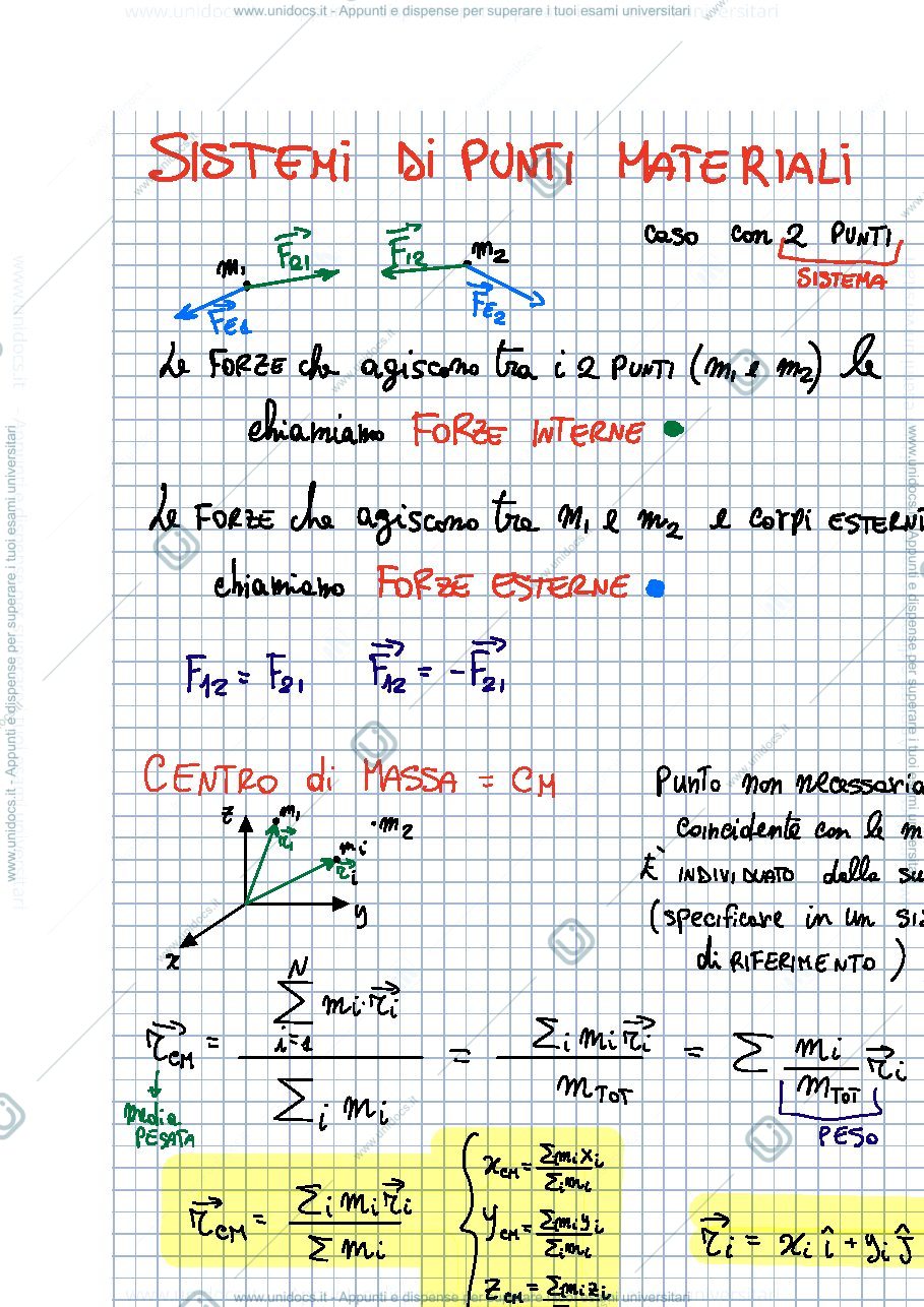 Anteprima pagina 1 — sistemi di punti materiali
