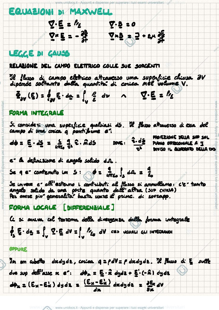 Anteprima pagina 1 — Riassunto per l'ORALE di FISICA 2