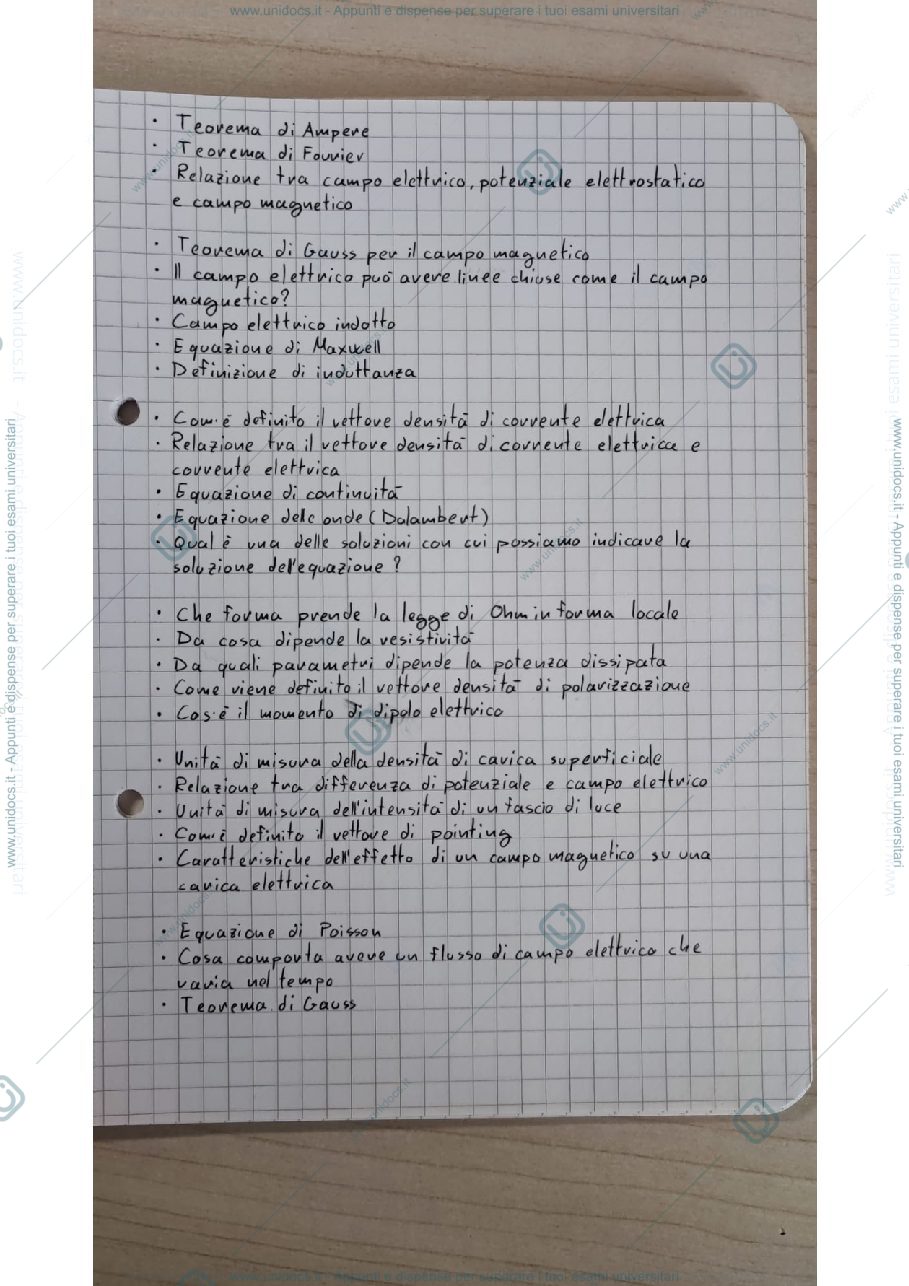 Anteprima pagina 1 — argomenti esame fisica 2