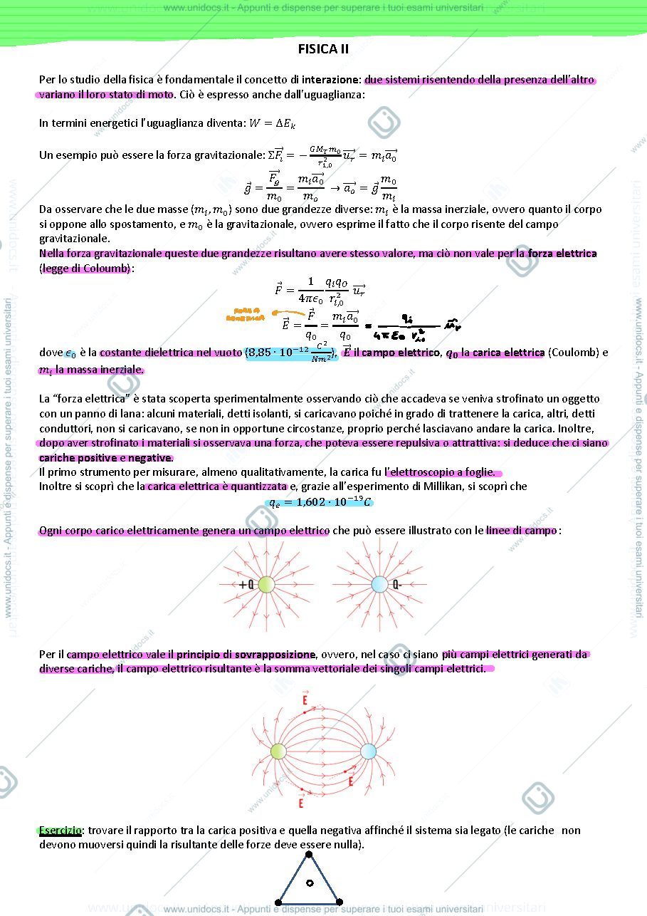 Anteprima pagina 1 — Riassunto programma FISICA II