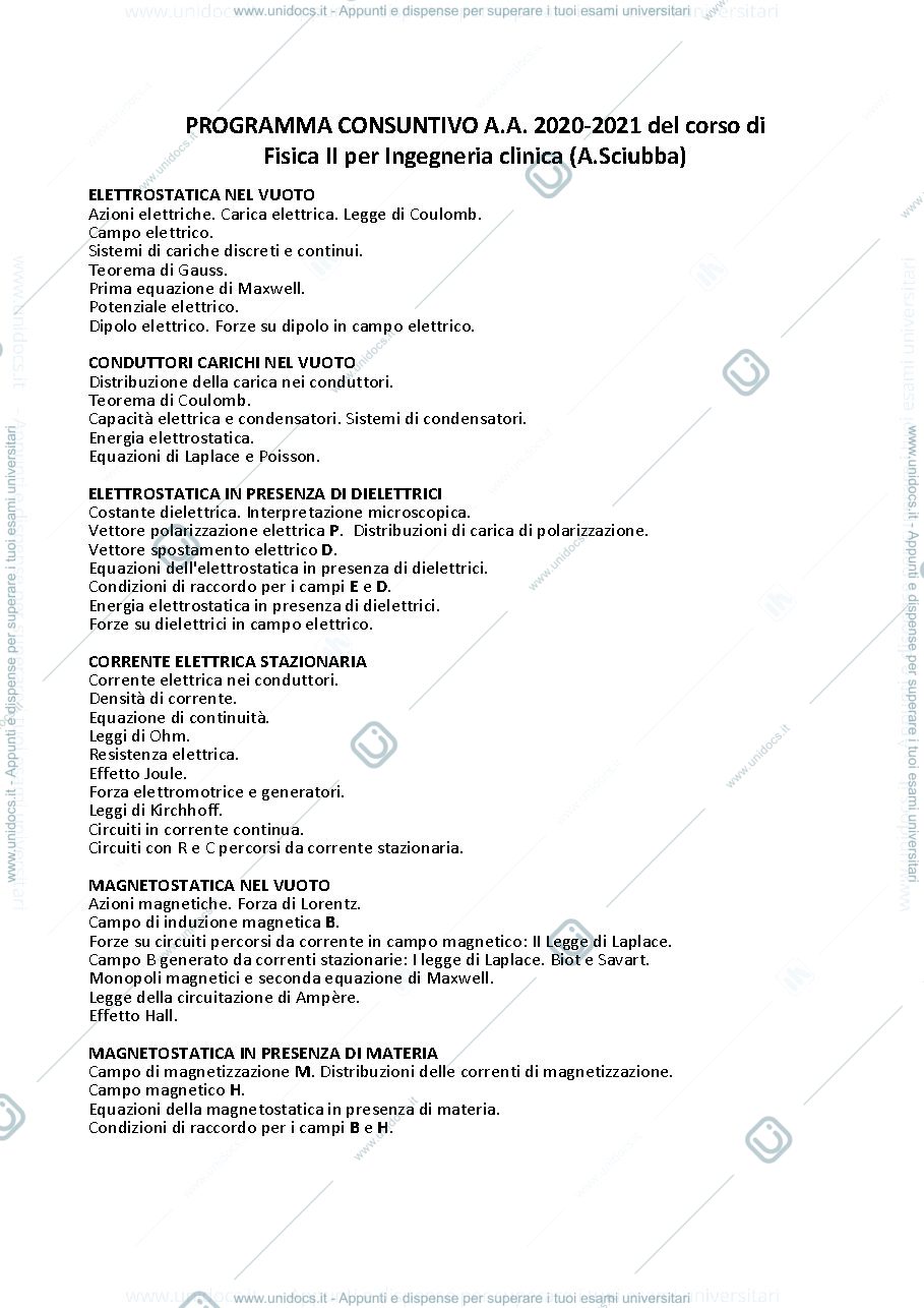 Anteprima pagina 1 — Programma+Domande Fisica