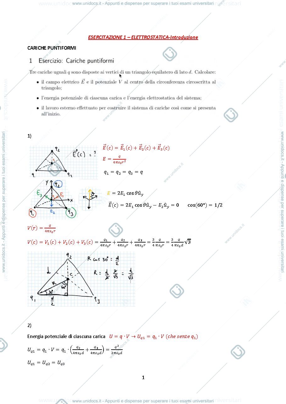 Anteprima pagina 1 — Appunti esercitazioni FISICA II