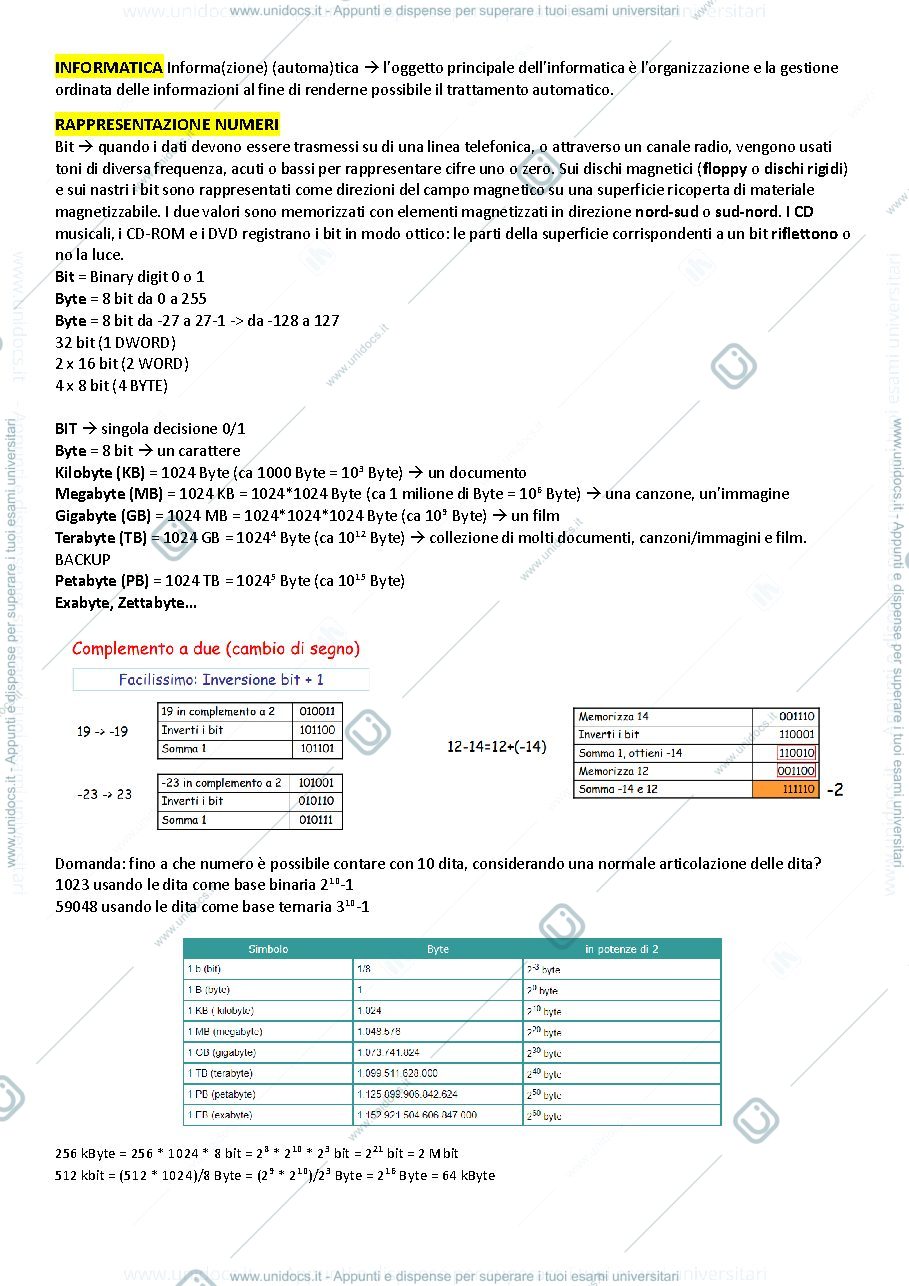 Anteprima pagina 1 — appunti di informatica