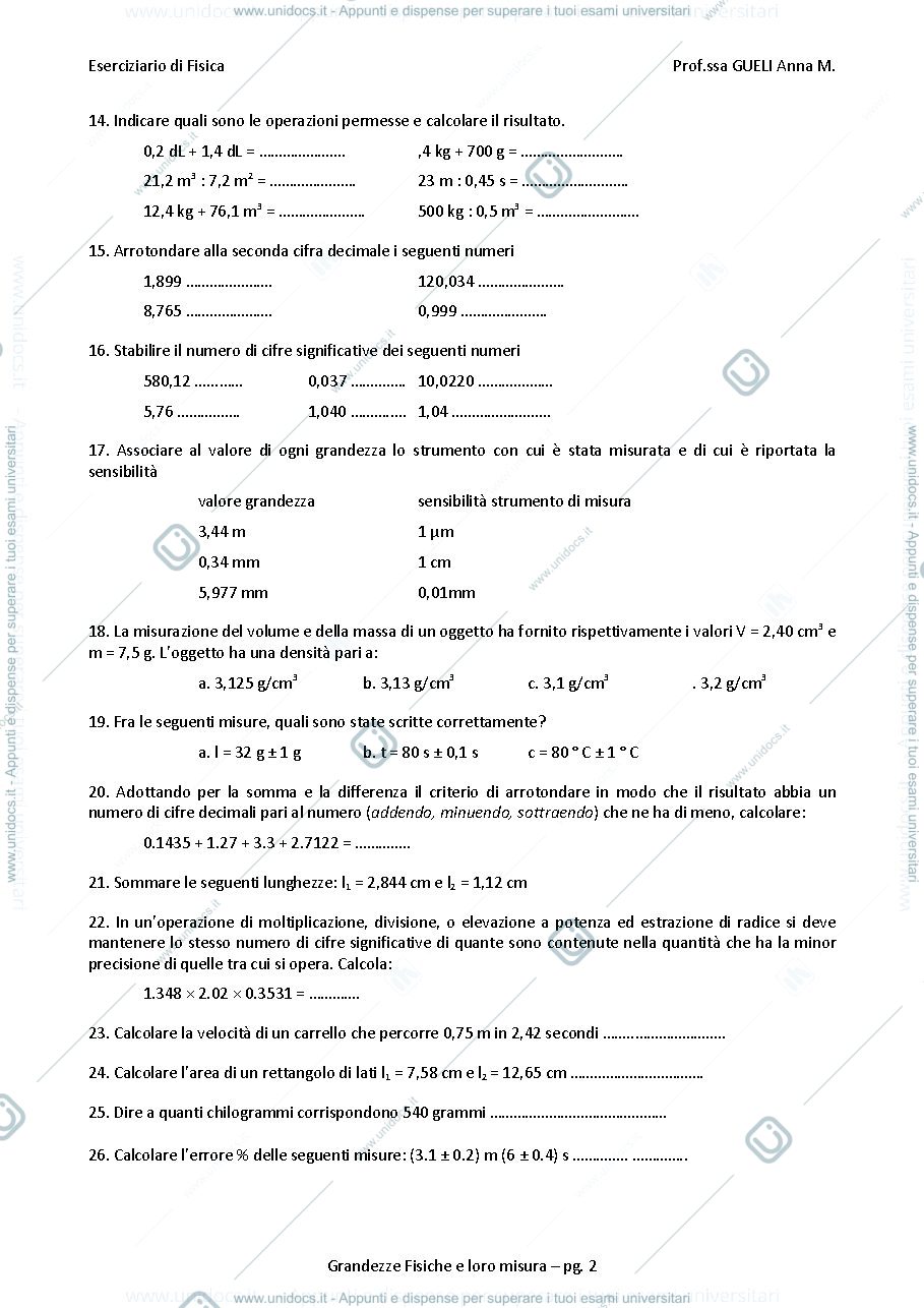 Anteprima pagina 2 — Eserciziario fisica medica