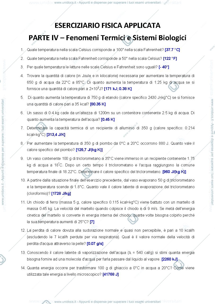 Anteprima pagina 1 — Eserciziario di fisica medica 