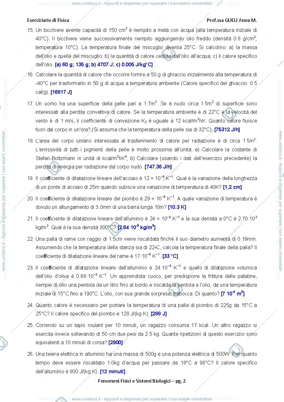 Anteprima pagina 2 — Eserciziario di fisica medica 