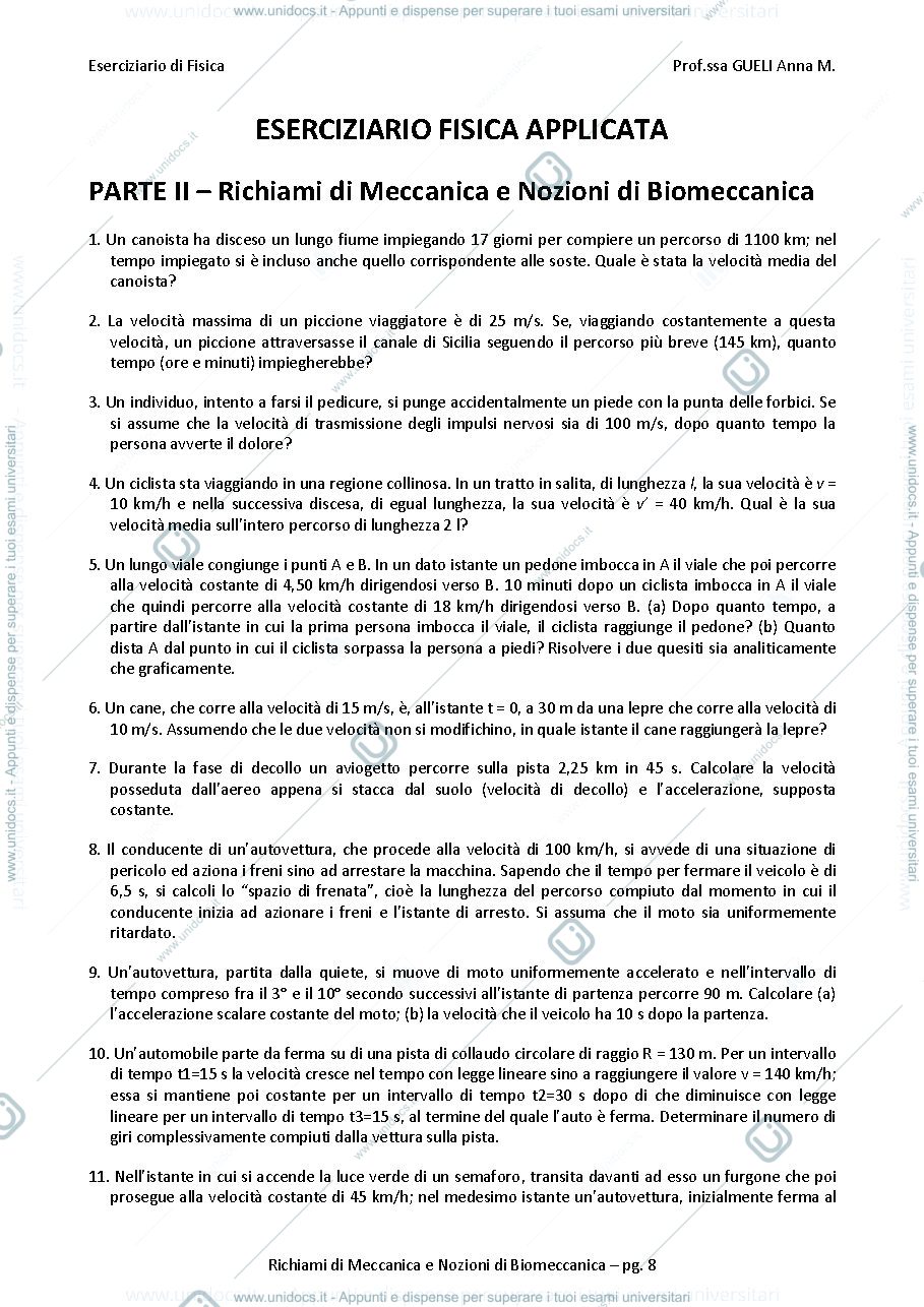 Anteprima pagina 1 — Eserciziario di fisica medica 