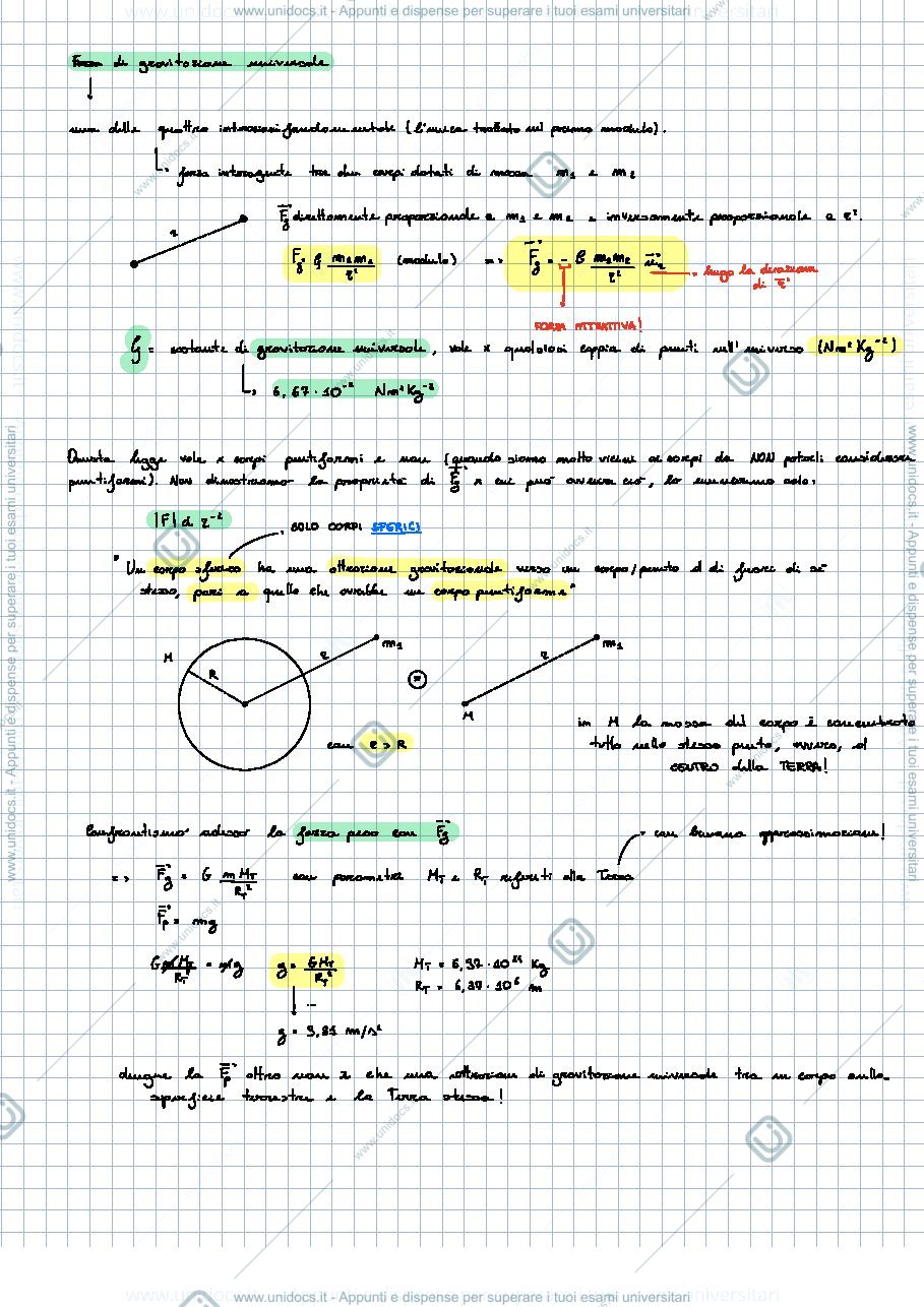 Anteprima pagina 1 — Fisica - Gravitazione universale, anomalie gravimetriche e gravimetri. Sforzi 
