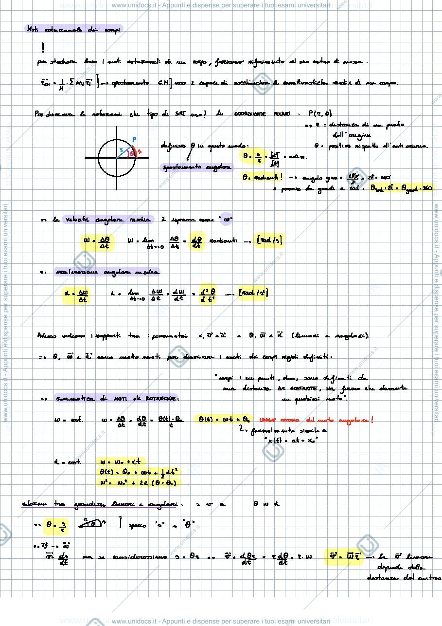 Anteprima pagina 1 — Fisica - Moti rotatori, cinematica e dinamica