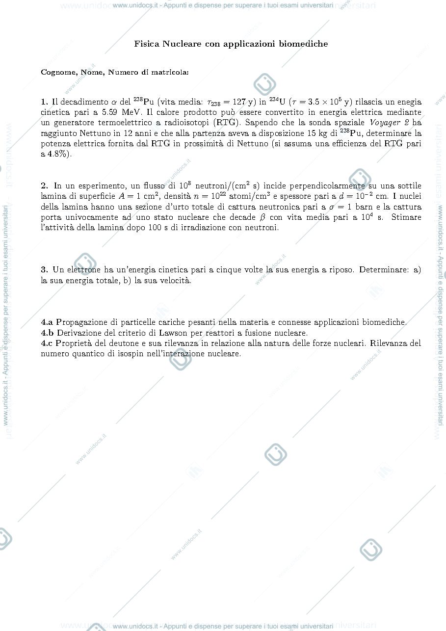 Anteprima pagina 1 — Esempio prova scritta 3