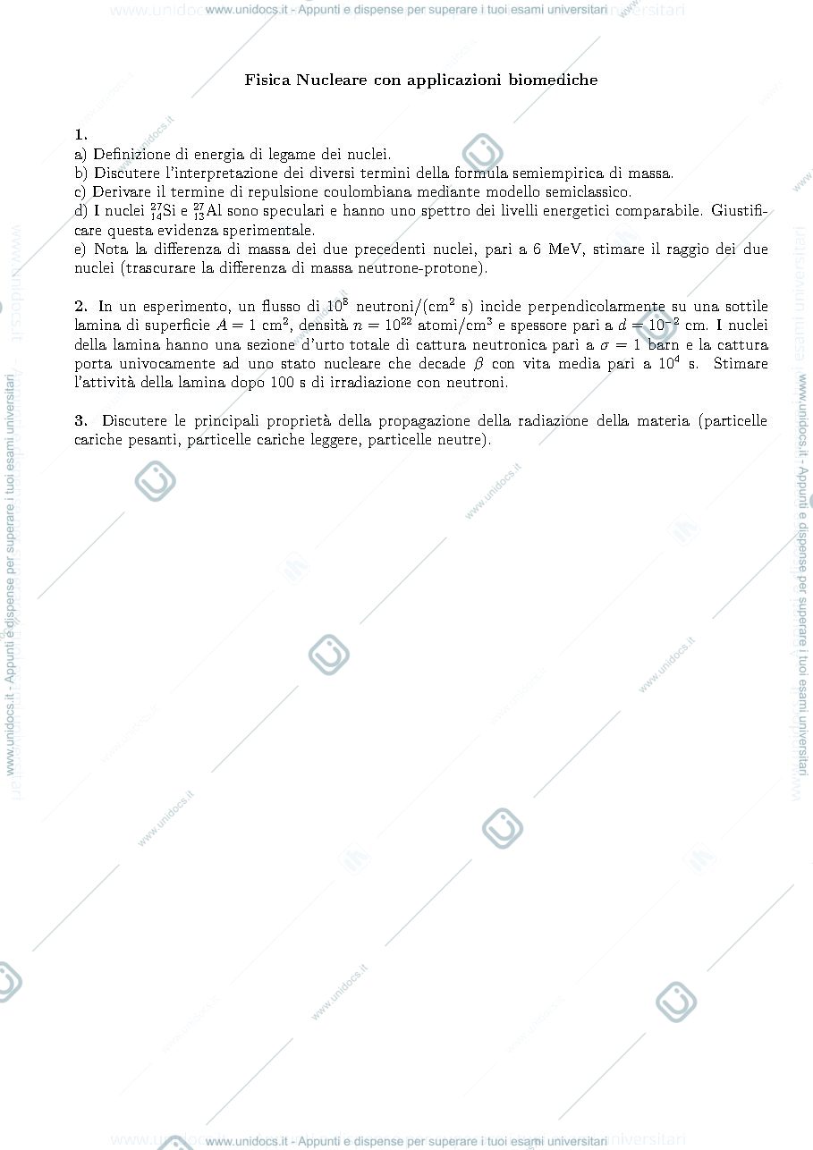 Anteprima pagina 1 — Esempio prova scritta