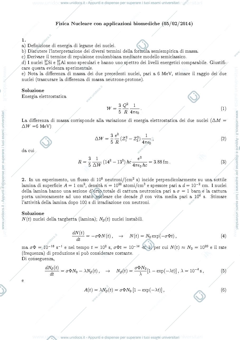Anteprima pagina 1 — Esami fisica nucleare