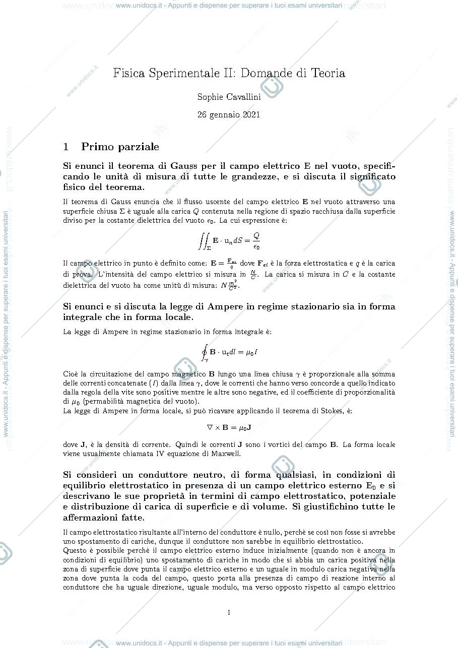 Anteprima pagina 1 — Raccolta di domande di teoria e soluzione