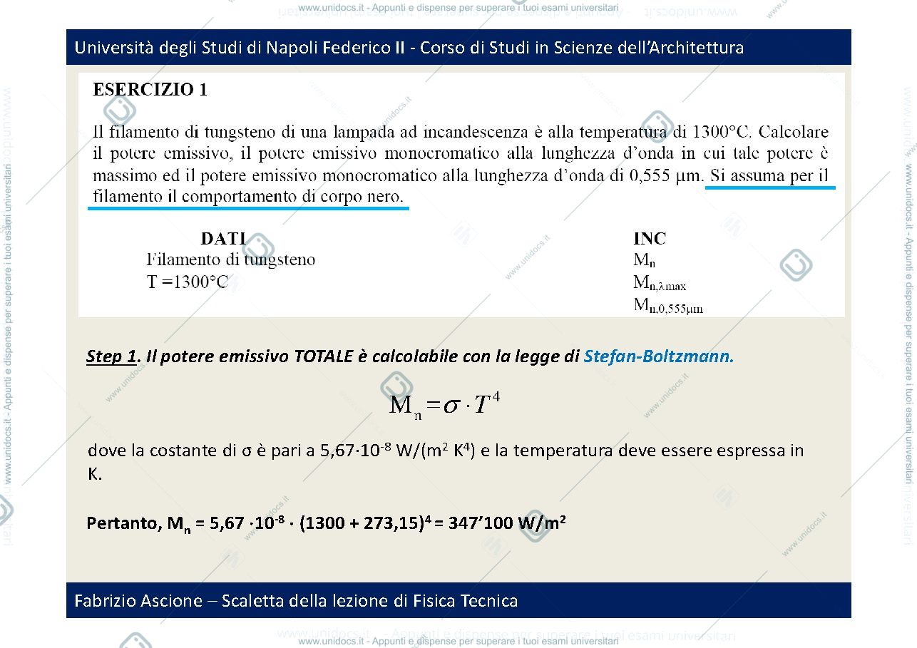 Anteprima pagina 1 — Esercizi irraggiamento