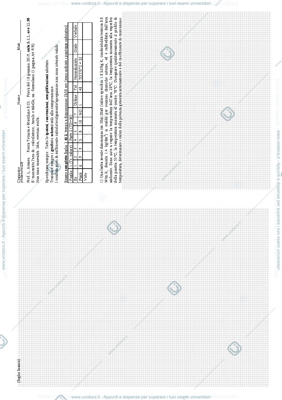 Anteprima pagina 1 — FTM_Esame22_18gen2019_TestoSolNumerica_v2 esami prof: Araneo