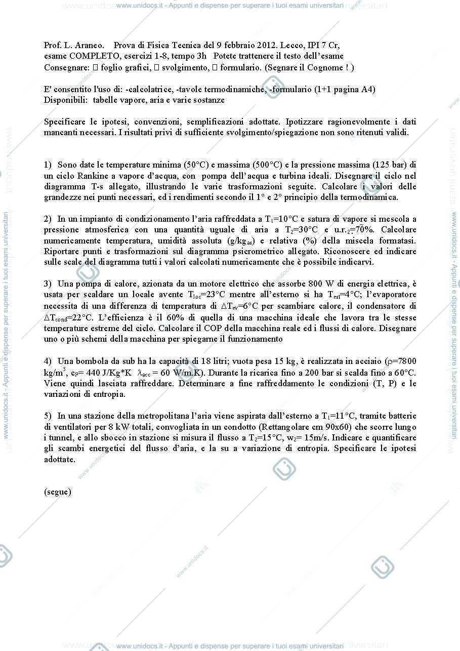 Anteprima pagina 1 — FT_Esame60_9feb2012_TestoSoluzione esami prof: Araneo