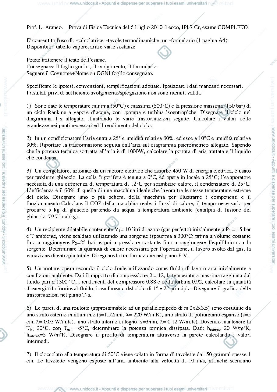 Anteprima pagina 1 — FT_Esame50_Testi esami prof: Araneo