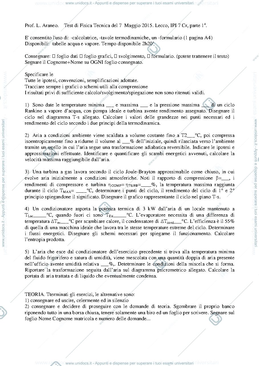 Anteprima pagina 1 — FT_Esame81_7mag2015_testoConDati esami prof: Araneo