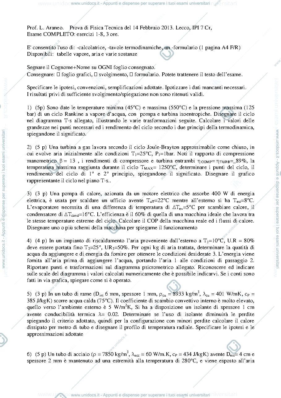 Anteprima pagina 1 — FT_Esame66_14feb2013_TestoSvolto esami prof: Araneo